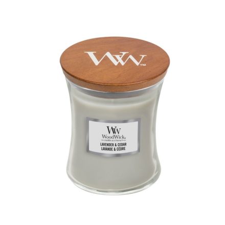 WoodWick Lavender & cedar közepes illatgyertya